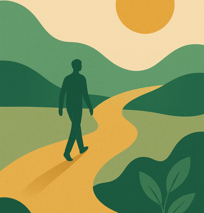 Caminando hacia el sol radiante